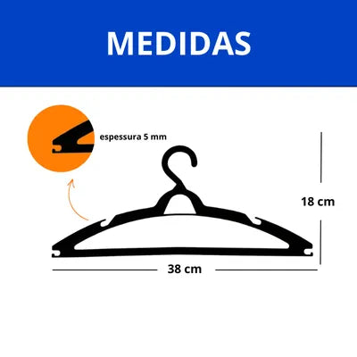 kit 50 Cabide Adulto Preto