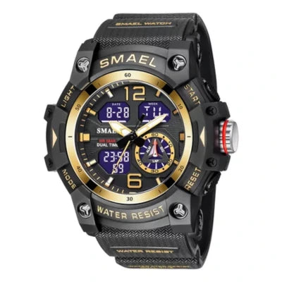 Relógio Masculino Anadigi Preto Dourado