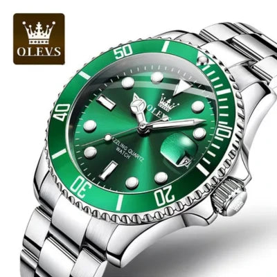 Relógios Masculinos Olevs Verde-prata