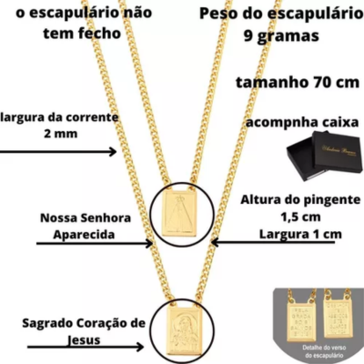 Escapulário Masculino Nossa Senhora Banhado