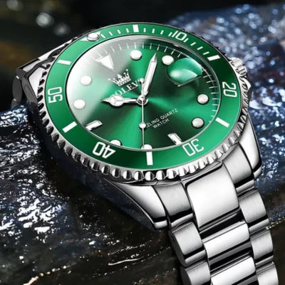 Relógios Masculinos Olevs Verde-prata
