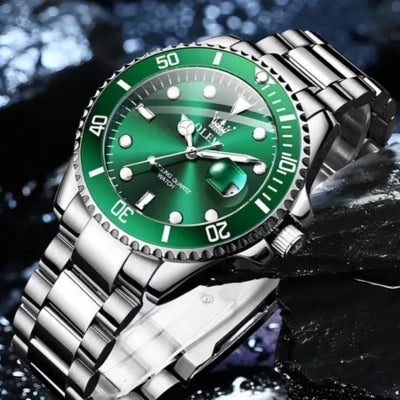 Relógios Masculinos Olevs Verde-prata