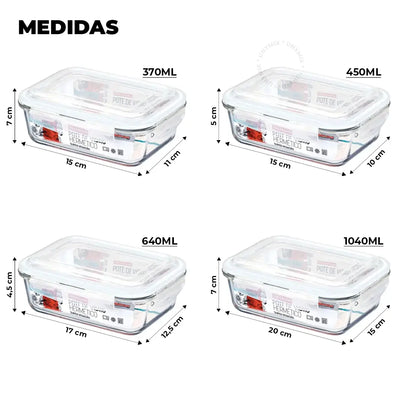 Kit 10 Potes Vidro Hermético Retangular
